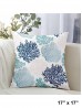 Double Sided Coral Print Cushion & Filler